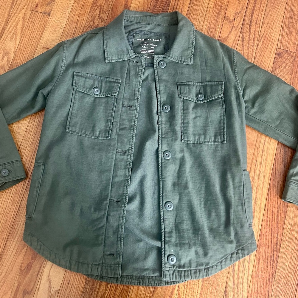 American Eagle Olive Utility Shirt Jacket